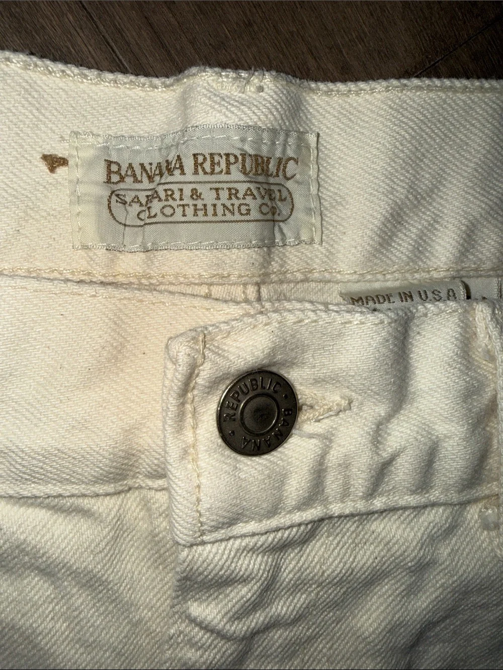 Vintage Banana Republic Off White Cream Denim Jeans 33/34 USA Made